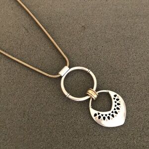 Lucky Brand Silver and Gold Pendant Necklace